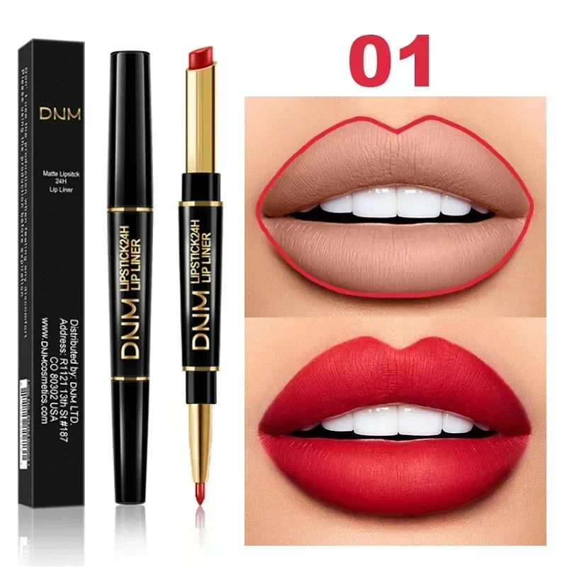 Matte Lipstick Women Lip Liner 2 In 1 Makeup Matte Lipstick Durable Waterproof Nude Red Lipstick Lips Cosmetics Tools