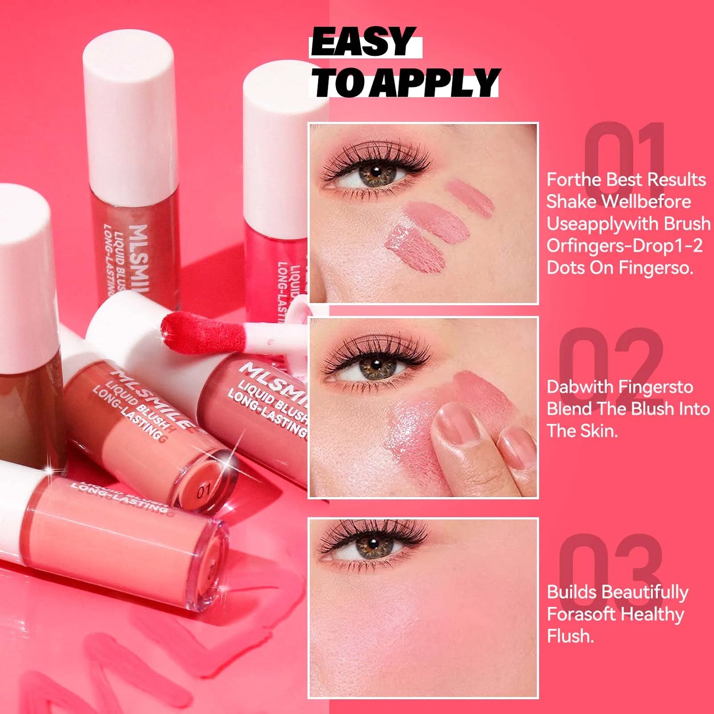 Long Lasting Hydrating Formula, Blush & Lip Tint in Red & Pink Shades Versatile Liquid