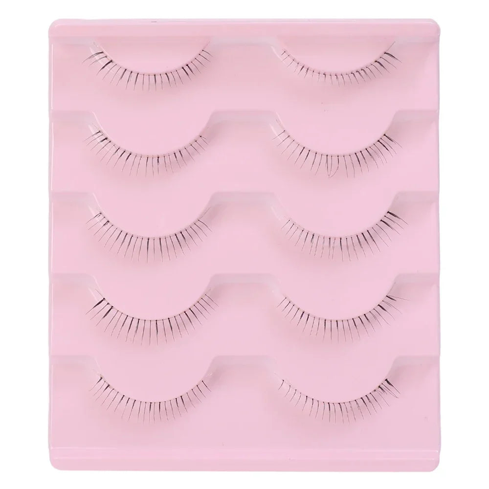 5 Pairs Thick Lower Eyelashes Pack Clear Band Under Eye Lashes 5D Soft Lower Eyelash Handmade Manga Bottom Lashes Makeup Tools