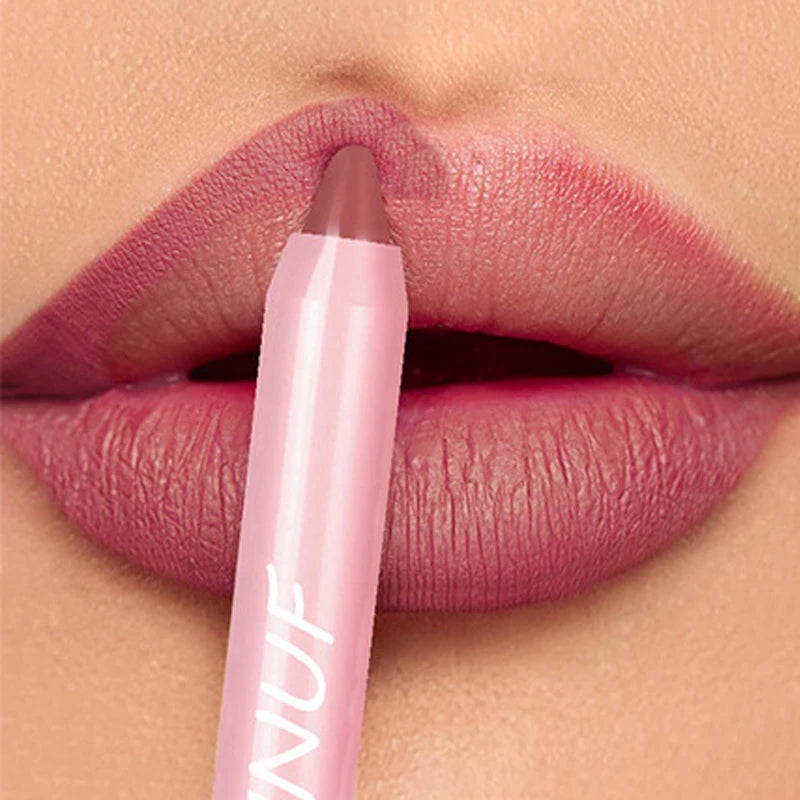 Lipstick Pencil Waterproof Sexy Red Matte Contour Tint Lipstick Lasting Non-stick Cup Lipliner Pen