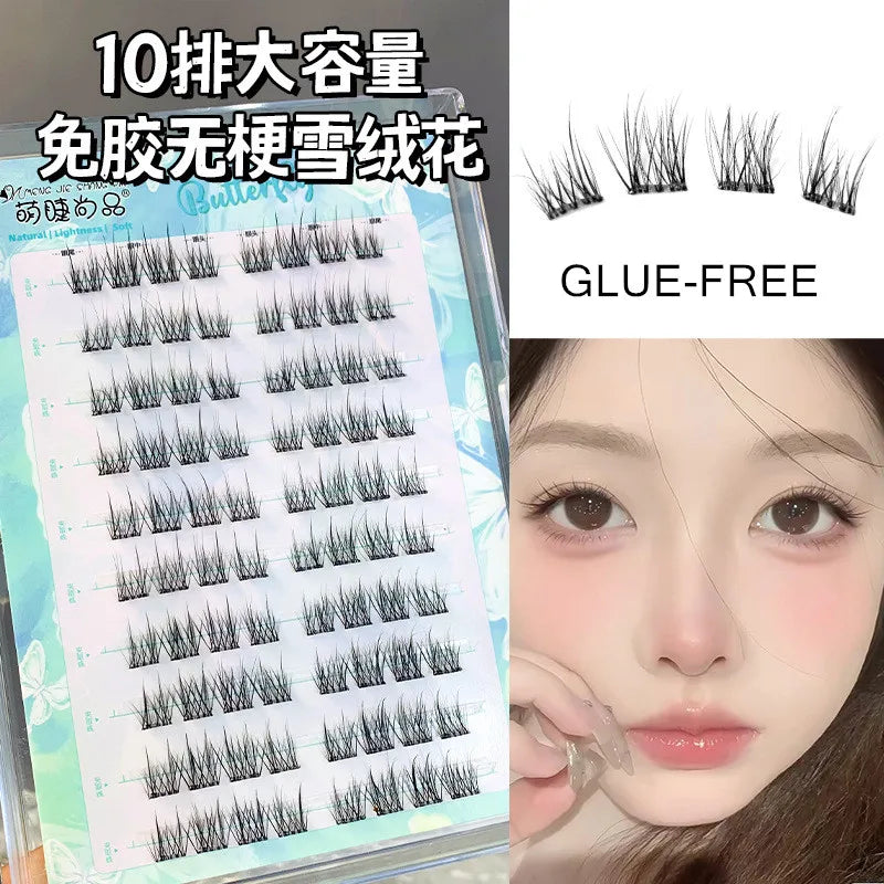 Voluminous No Need Glue Self-adhesive False Eyelashes Fluffy Fish Tail Sunflower Thick Curling Lash Extension DIY Anime Eyes