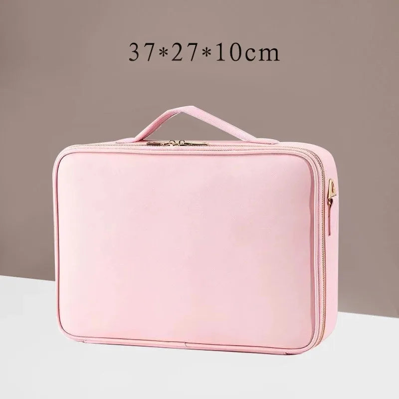 New Waterproof PU Leather Cosmetic Bag Professional Large Capacity Storage Makeup Handbag Case Travel Toiletry Bag For Women