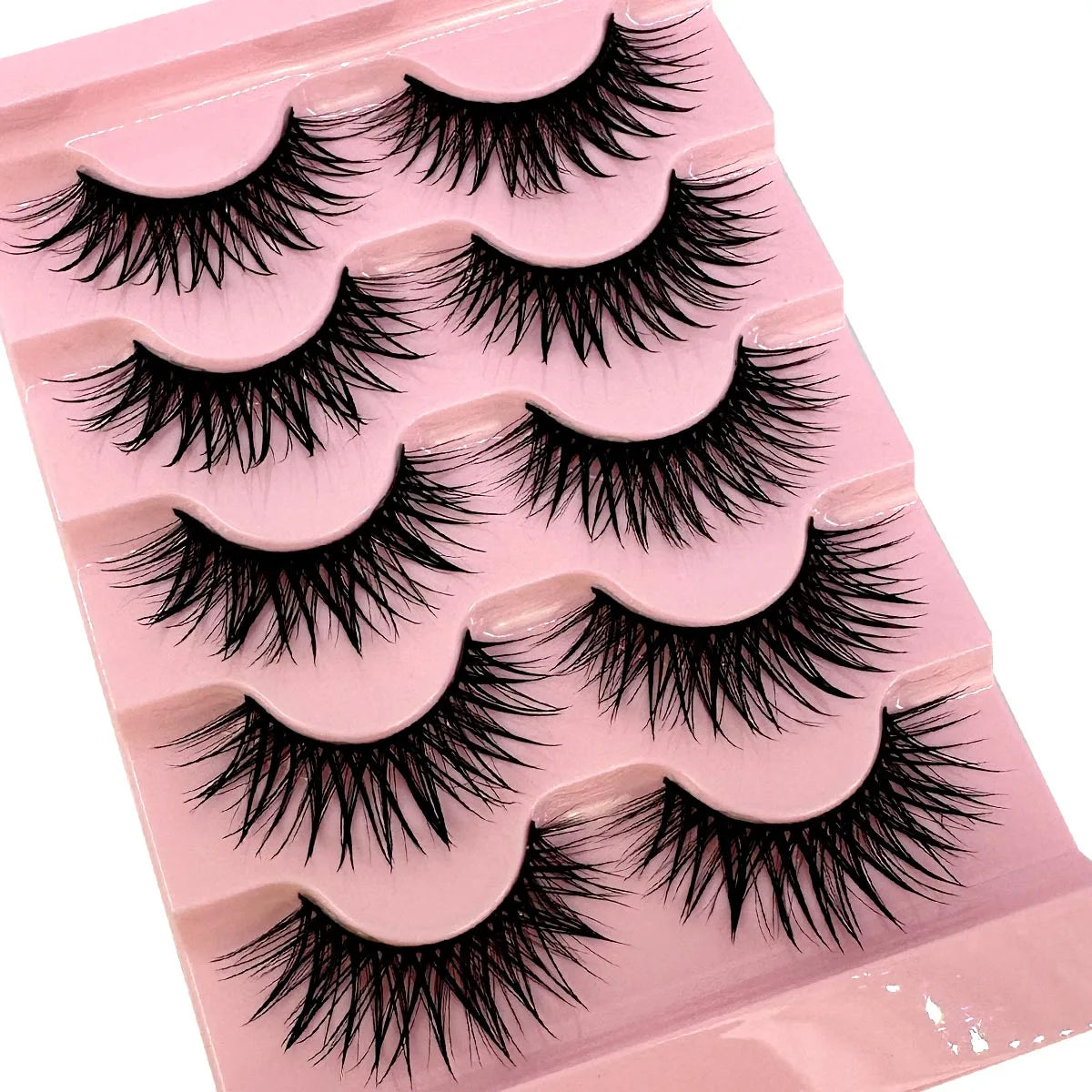 5Pairs Natural 3D Dramatic Fairy Clusters Manga Lashes Fake Eyelashes Wet Look Cosplay Lashes