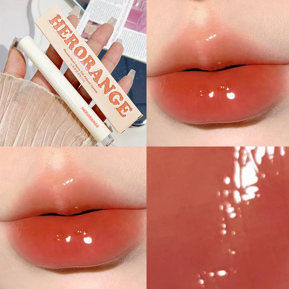 Mirror Jelly Solid Lip Gloss Lipstick Hydrating Clear Red Brown Moisturizing Lips Tint Nature Nude Korean Lip Makeup Cosmetics