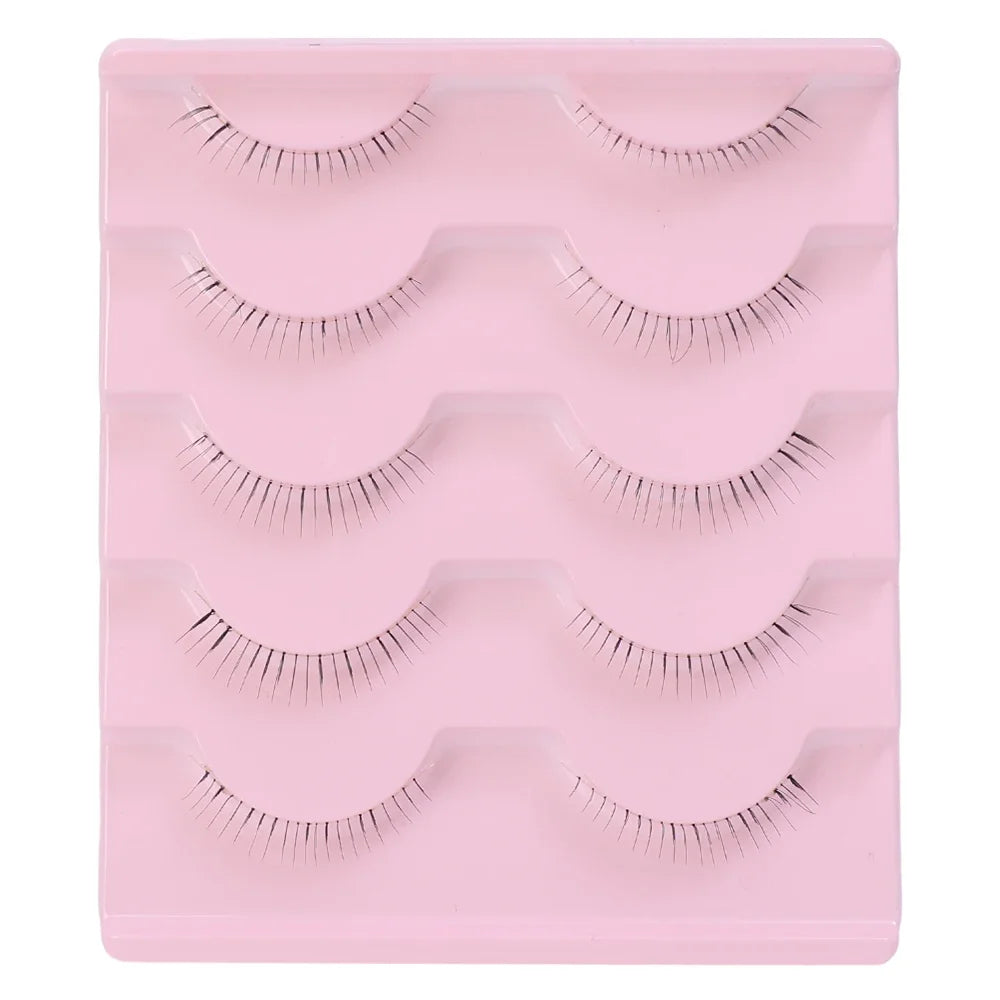 5 Pair Natural Lower Eyelashes Makeup Soft Handmade Clear Thin Band Under False Lashes