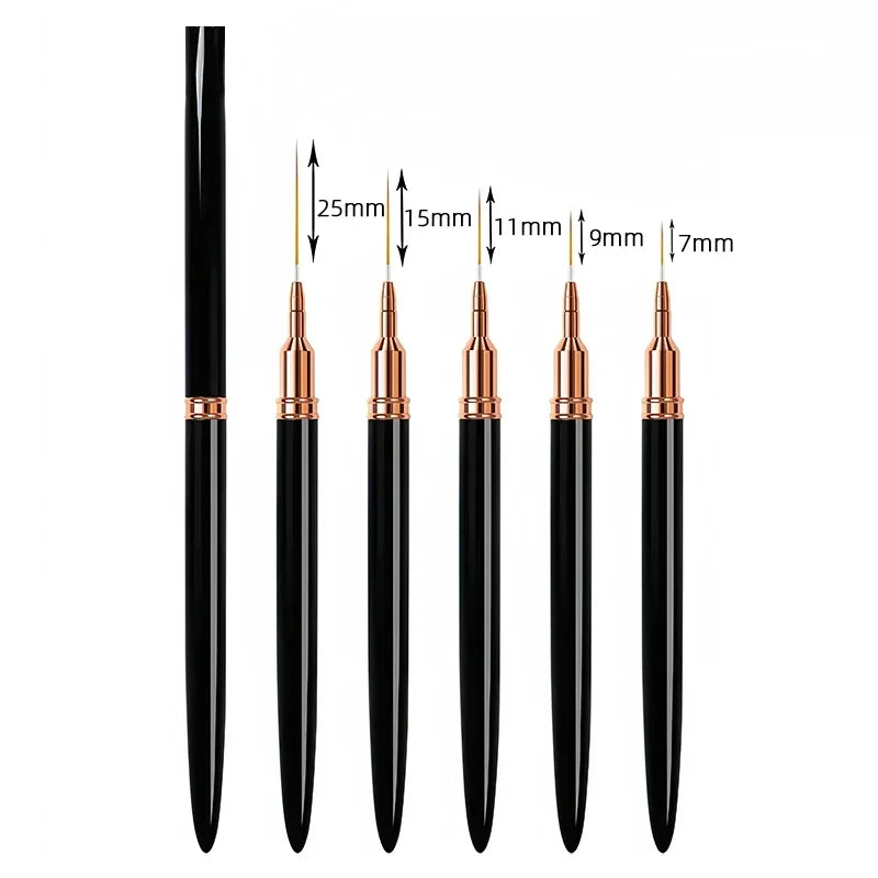 French Stripe Nail Art Liner Brush Set Nail Art Liners Striping Brushes 7/9/11/15/25mm DIY Drawing Pen UV Gel Painting Brushes