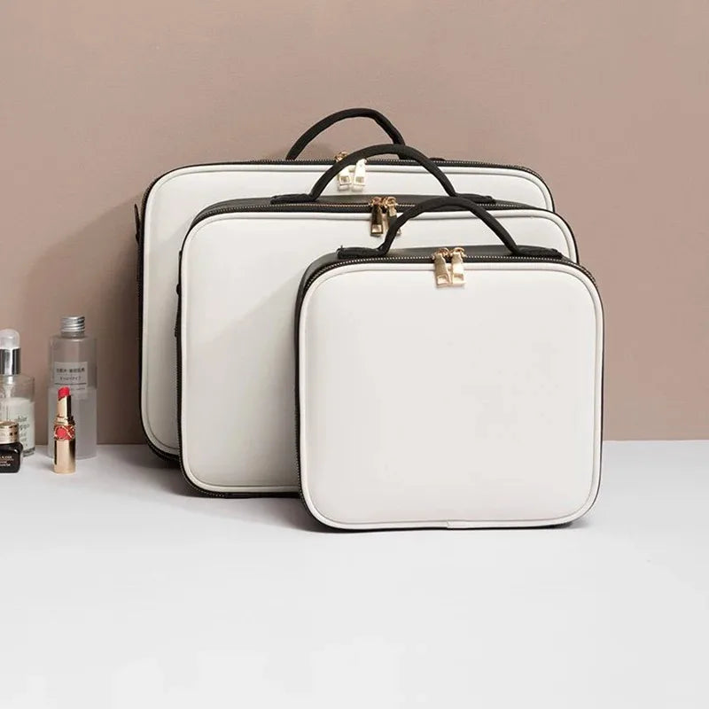 New Waterproof PU Leather Cosmetic Bag Professional Large Capacity Storage Makeup Handbag Case Travel Toiletry Bag For Women