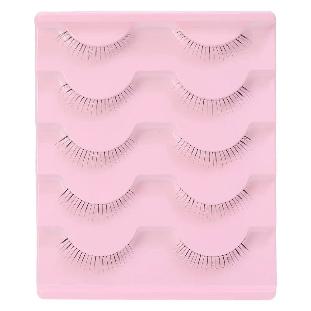 5 Pairs Thick Lower Eyelashes Pack Clear Band Under Eye Lashes 5D Soft Lower Eyelash Handmade Manga Bottom Lashes Makeup Tools