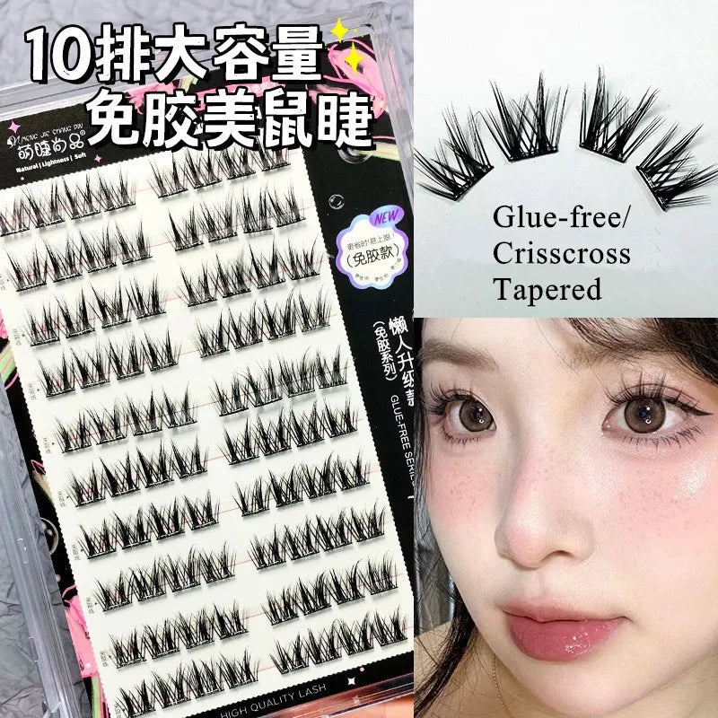 Voluminous No Need Glue Self-adhesive False Eyelashes Fluffy Fish Tail Sunflower Thick Curling Lash Extension DIY Anime Eyes