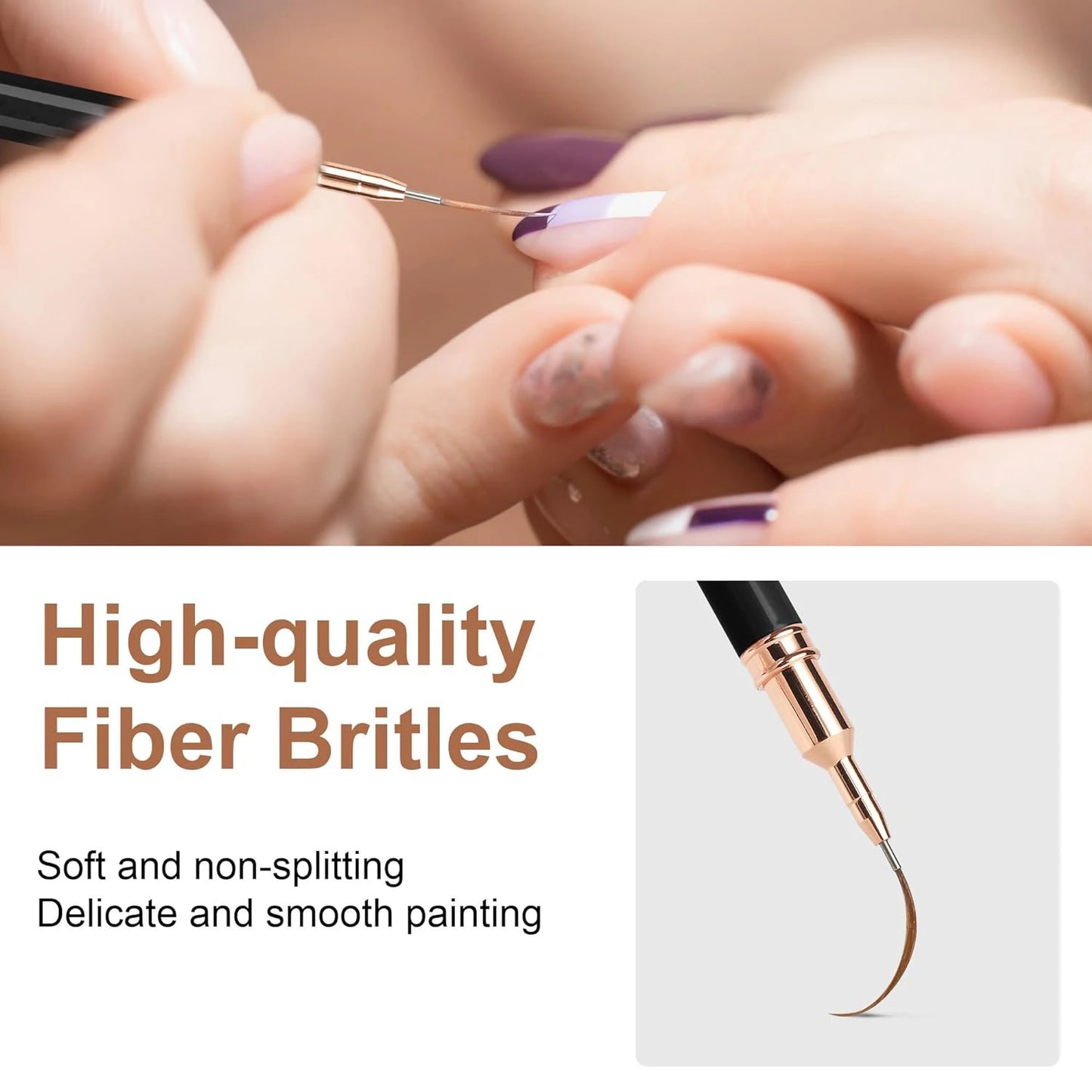 5 Pieces Set Professional Nail Art Liner Brush for Striping Painting Design,Gel Liner Nail Art Brushes for Nails