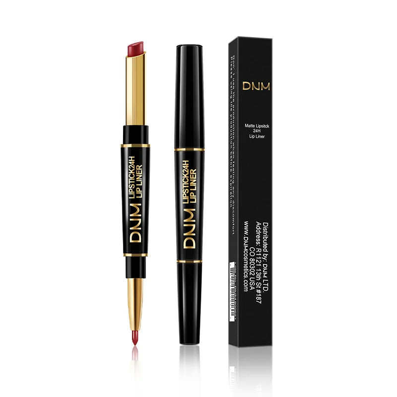 Matte Lipstick Pencil Double Head Lip Liner Pen Red Nude Long Lasting Waterproof Lady Charming Lip Pencil Makeup Tools