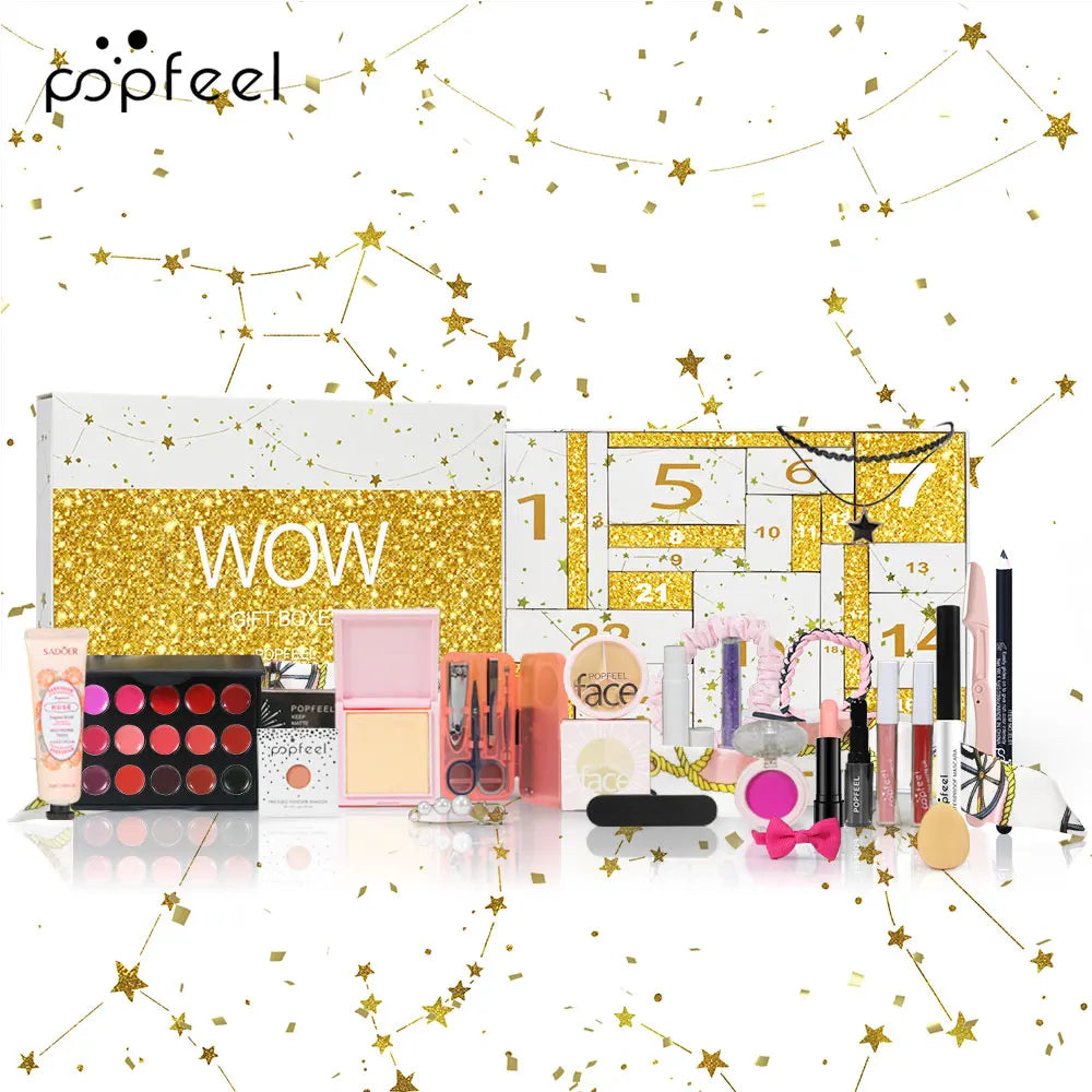 POPFEEL Makeup Kit, Black or White Box Surprise Gift for Girls Women include Eyeshadow Blush Lip-gloss Lipstick Concealer