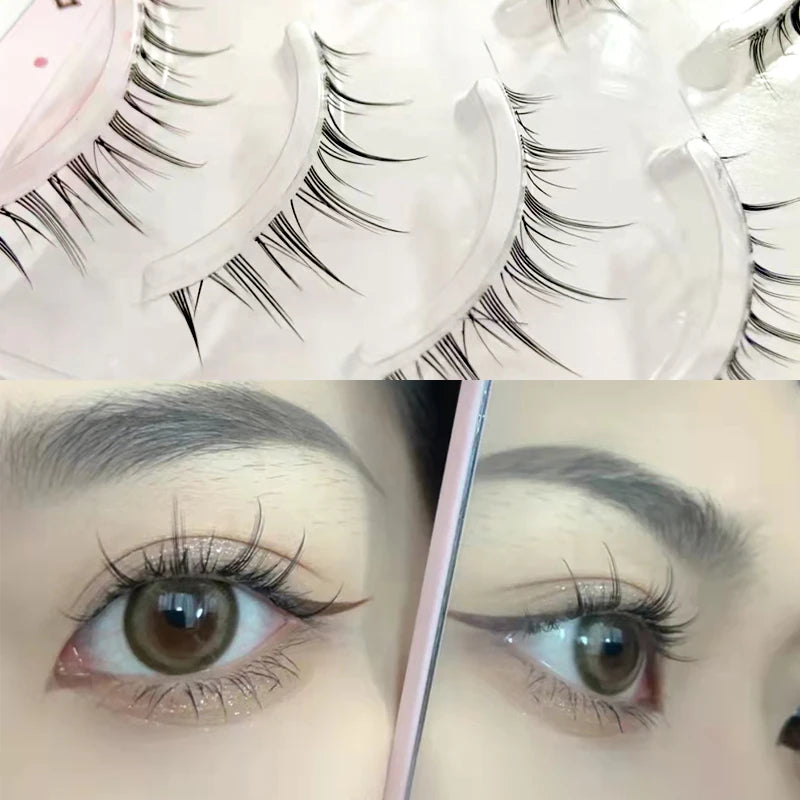 3pairs Mink Eyelashes Invisible Band Lash Extension Natural False Eyelashes Cross Cluster Fairy 3D Faux Big Eye Long Fake Lashes