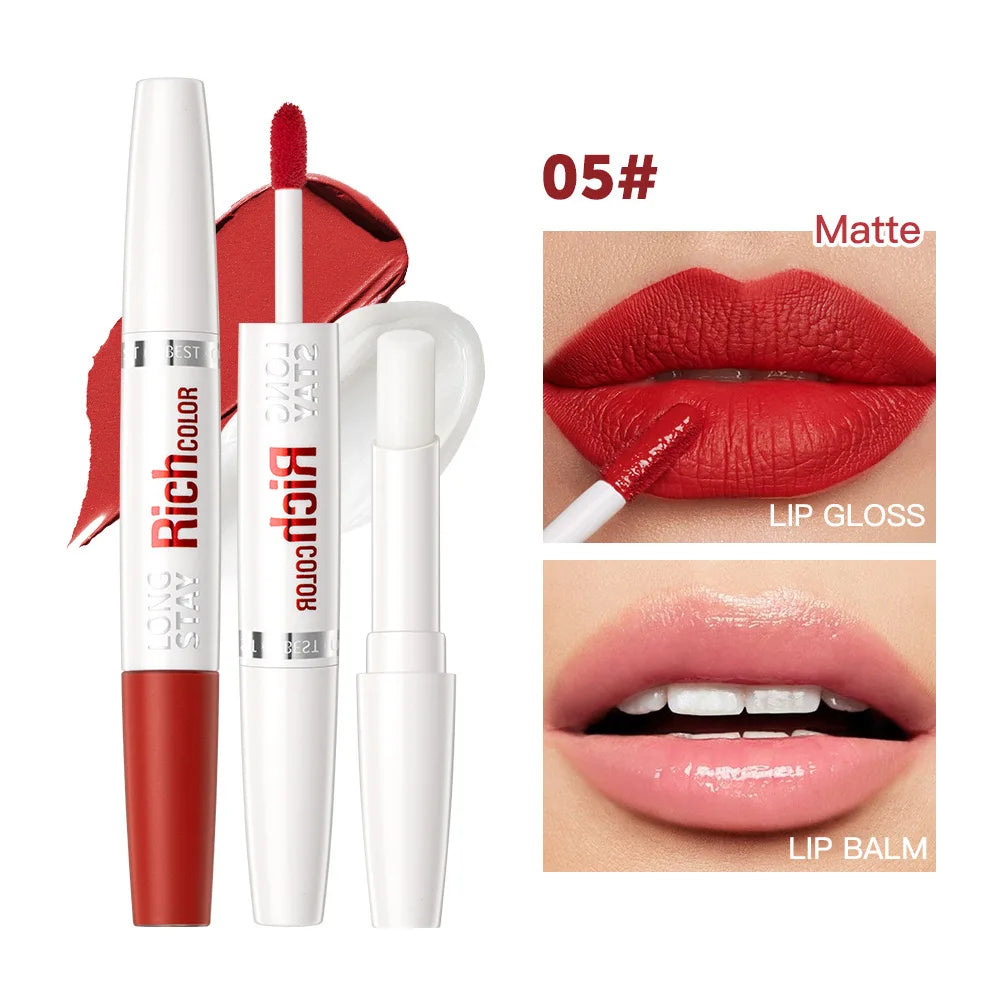 8 colors waterproof double-ended lip gloss