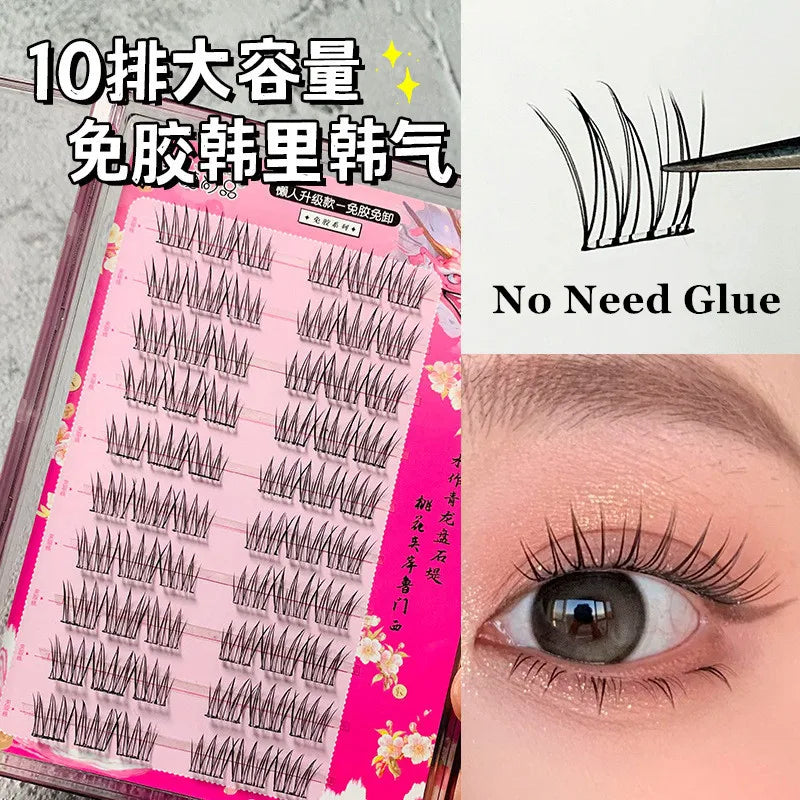 Voluminous No Need Glue Self-adhesive False Eyelashes Fluffy Fish Tail Sunflower Thick Curling Lash Extension DIY Anime Eyes