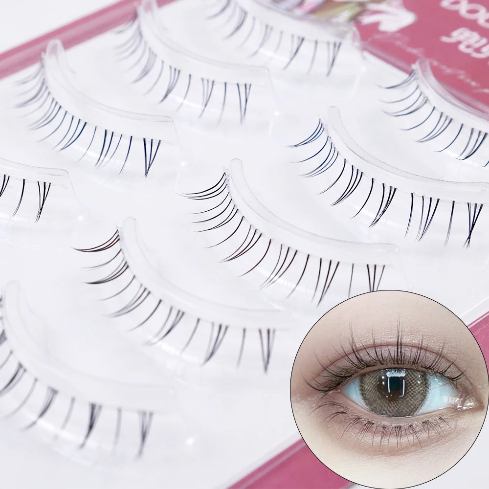 5 Pair Natural Lower Eyelashes Makeup Soft Handmade Clear Thin Band Under False Lashes