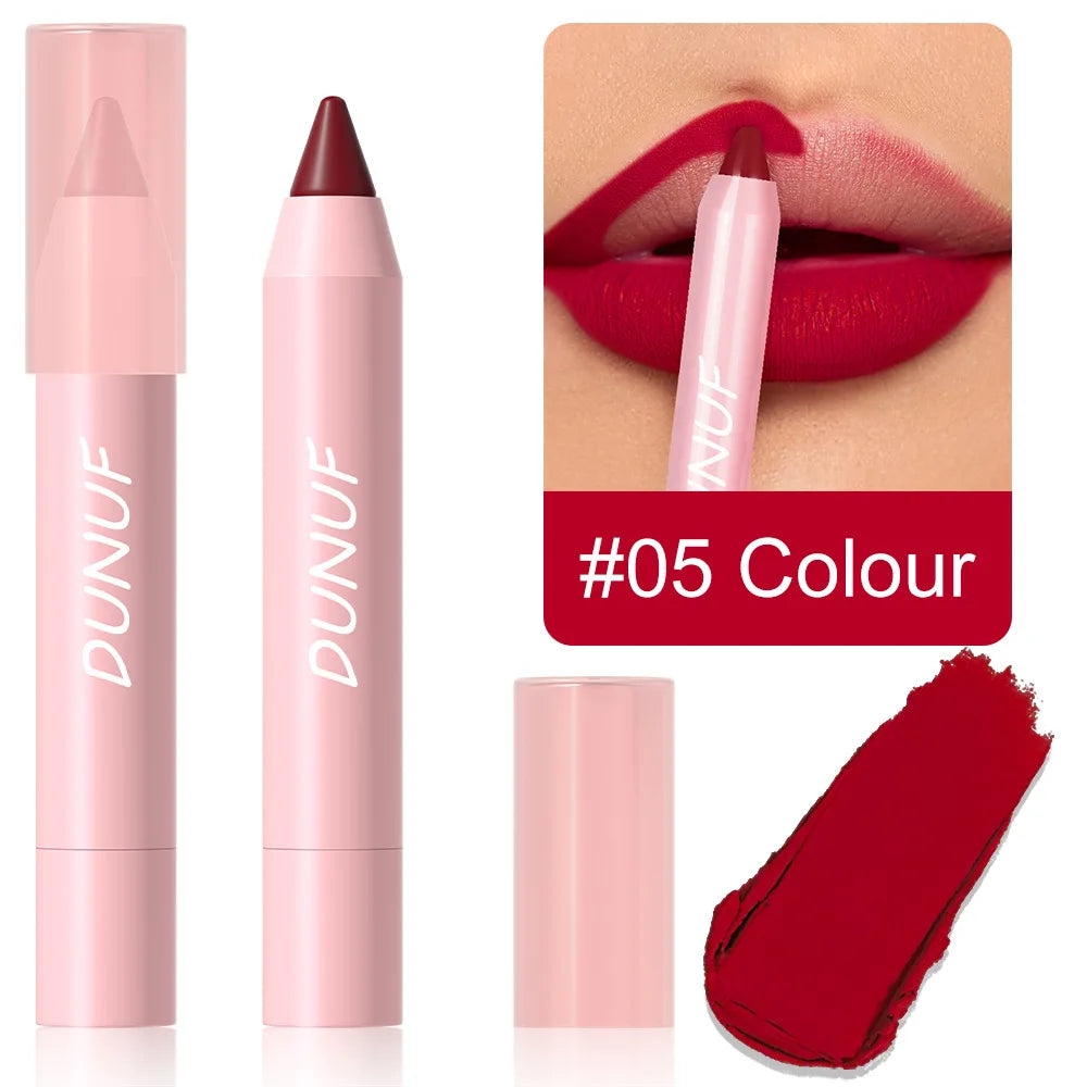 Lipstick Pencil Waterproof Sexy Red Matte Contour Tint Lipstick Lasting Non-stick Cup Lipliner Pen