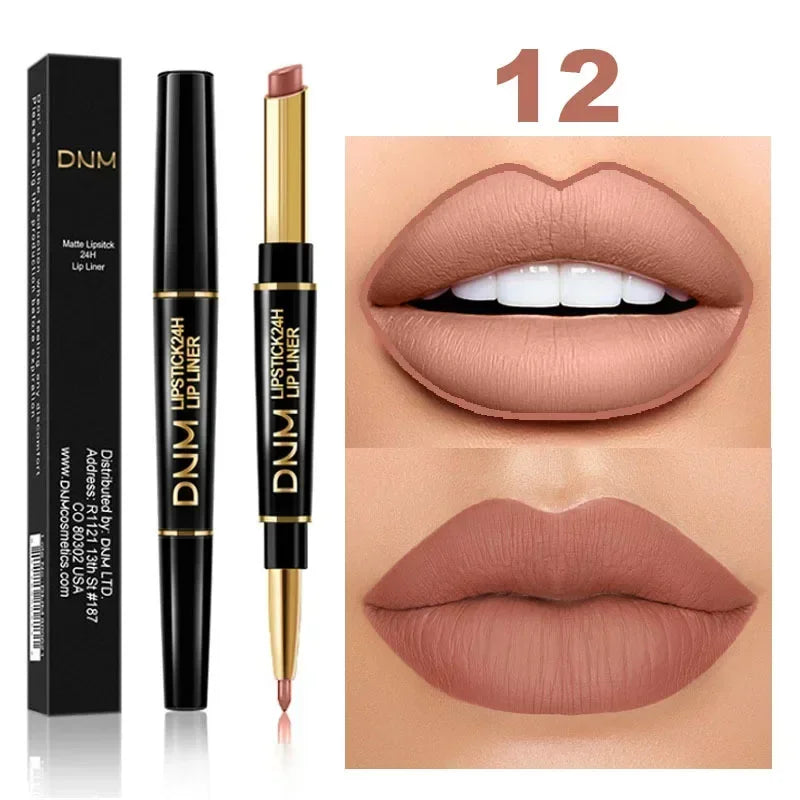 Matte Lipstick Women Lip Liner 2 In 1 Makeup Matte Lipstick Durable Waterproof Nude Red Lipstick Lips Cosmetics Tools