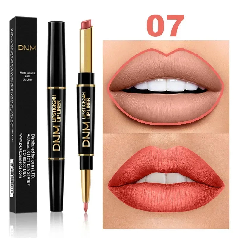 Matte Lipstick Women Lip Liner 2 In 1 Makeup Matte Lipstick Durable Waterproof Nude Red Lipstick Lips Cosmetics Tools