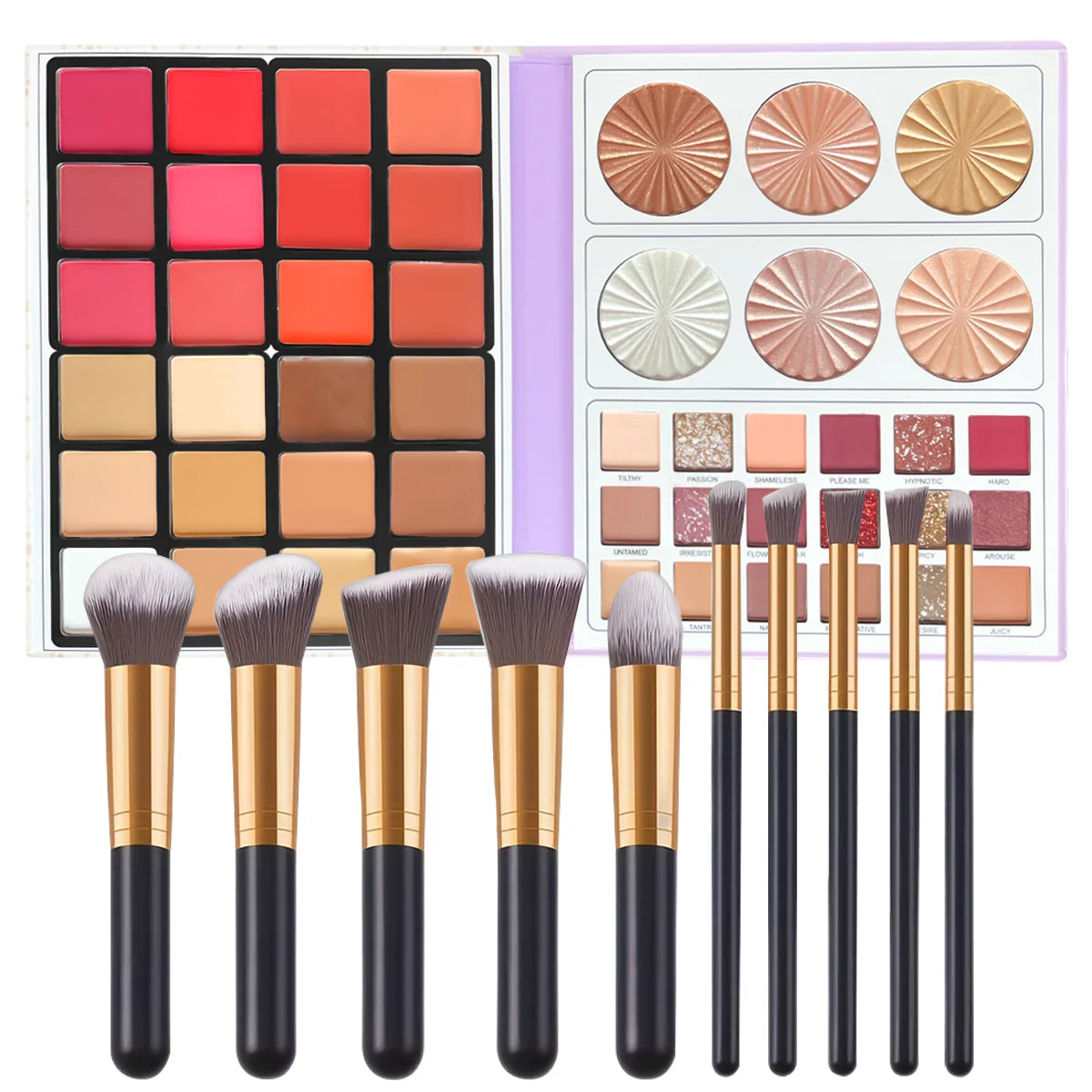 48 Colour Paper Palette Blush Concealer Highlighter Contour Eyeshadow 4-in-1 Set with Makeup Brushes Professional Makeup Set