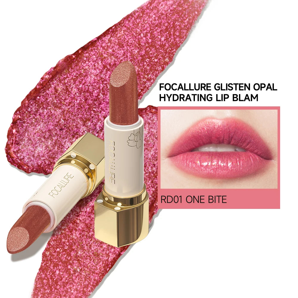 FOCALLURE Glitter Lip Balm 8 Colors Shimmer Lips Plumper Moisturizing Lipstick Long Lasting Waterproof Lip Care Makeup Cosmetics