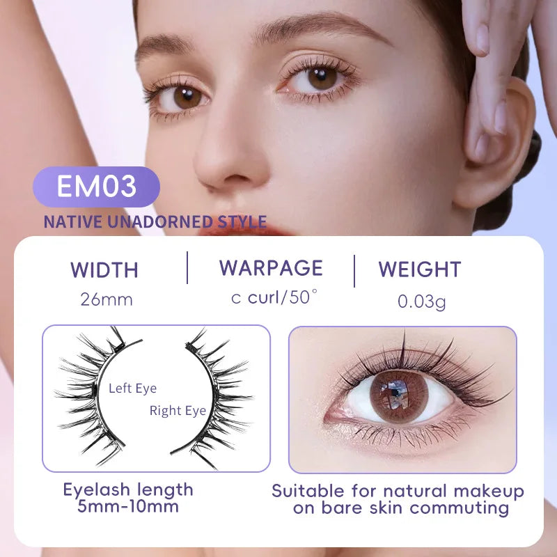 4pcs/1pair New 3 Magnetic False Eyelashes Easy To Wear Natural Soft Quantum Magnet Eye Makeup Tool With Applicater Glue Free