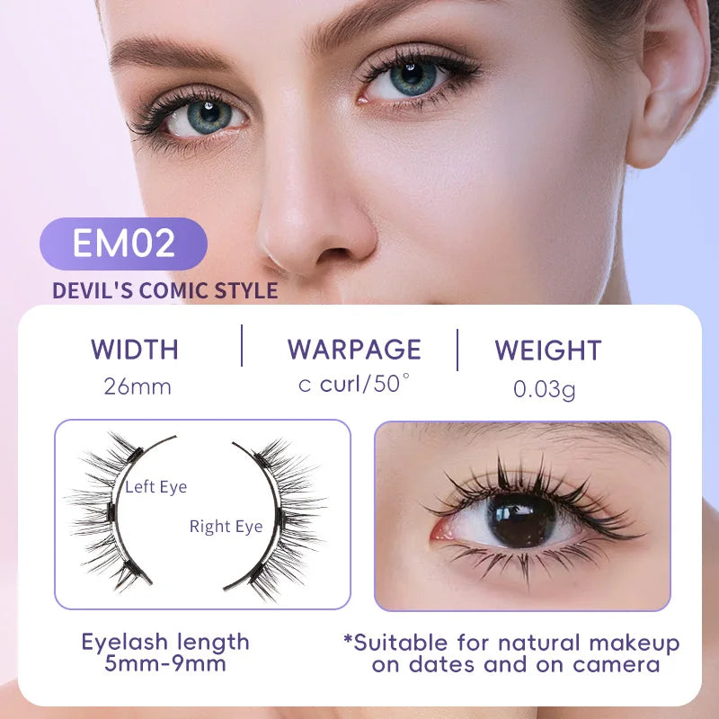 4pcs/1pair New 3 Magnetic False Eyelashes Easy To Wear Natural Soft Quantum Magnet Eye Makeup Tool With Applicater Glue Free
