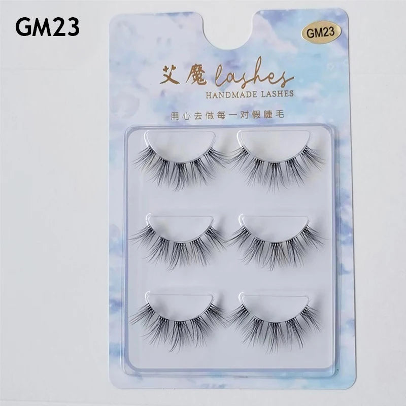 3pairs Mink Eyelashes Invisible Band Lash Extension Natural False Eyelashes Cross Cluster Fairy 3D Faux Big Eye Long Fake Lashes