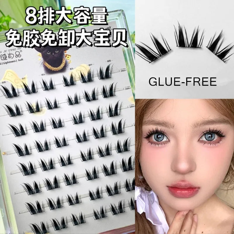 Voluminous No Need Glue Self-adhesive False Eyelashes Fluffy Fish Tail Sunflower Thick Curling Lash Extension DIY Anime Eyes