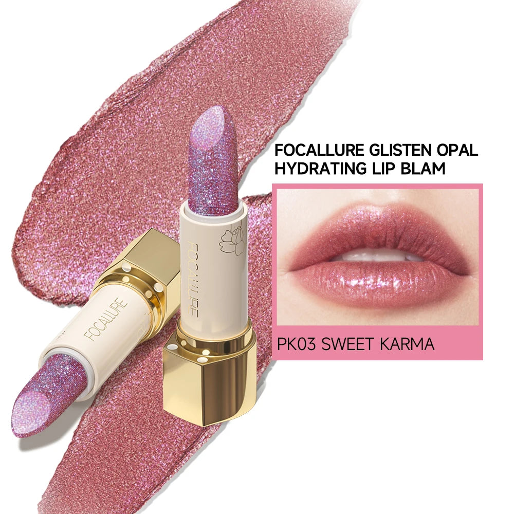 FOCALLURE Glitter Lip Balm 8 Colors Shimmer Lips Plumper Moisturizing Lipstick Long Lasting Waterproof Lip Care Makeup Cosmetics