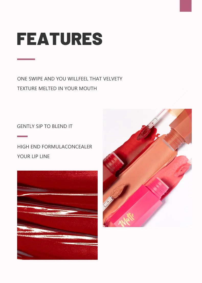 Matte Waterproof Velvet Nude Lipstick Sexy Red Brown Pigments Makeup