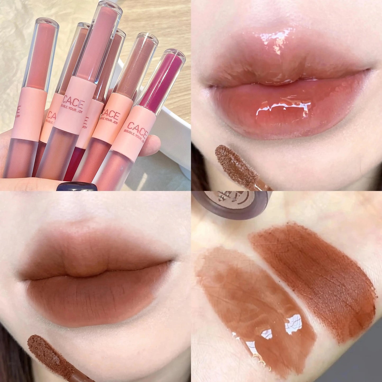 CACE Double Head Lip Gloss Sexy Red Lip Makeup