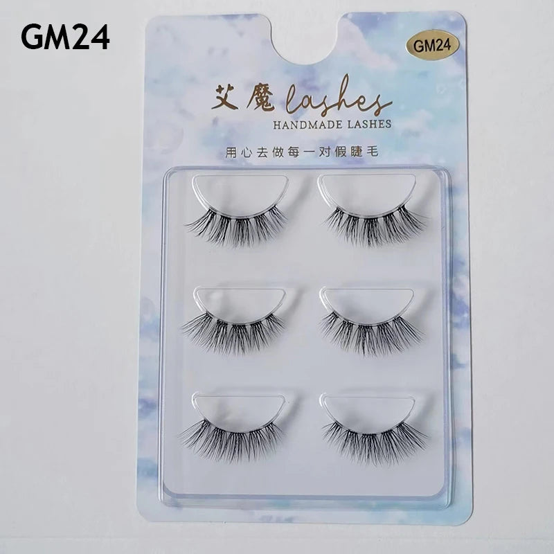 3pairs Mink Eyelashes Invisible Band Lash Extension Natural False Eyelashes Cross Cluster Fairy 3D Faux Big Eye Long Fake Lashes