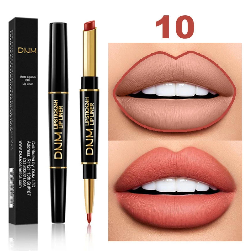Matte Lipstick Pencil Double Head Lip Liner Pen Red Nude Long Lasting Waterproof Lady Charming Lip Pencil Makeup Tools