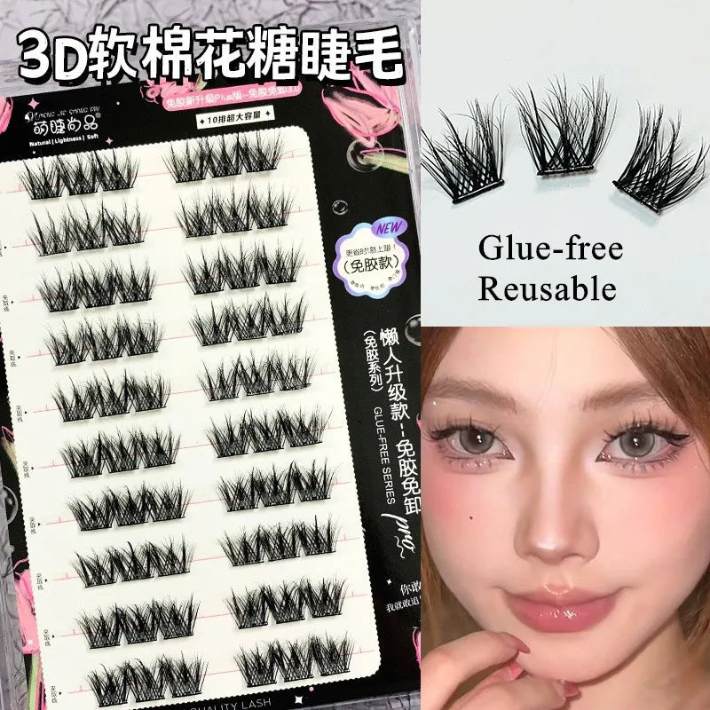 Voluminous No Need Glue Self-adhesive False Eyelashes Fluffy Fish Tail Sunflower Thick Curling Lash Extension DIY Anime Eyes