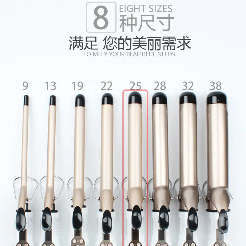 Electric Hair Curler Straightener Long Curling Tong Wand 9-38mm Professional Hair Curling Iron LCD