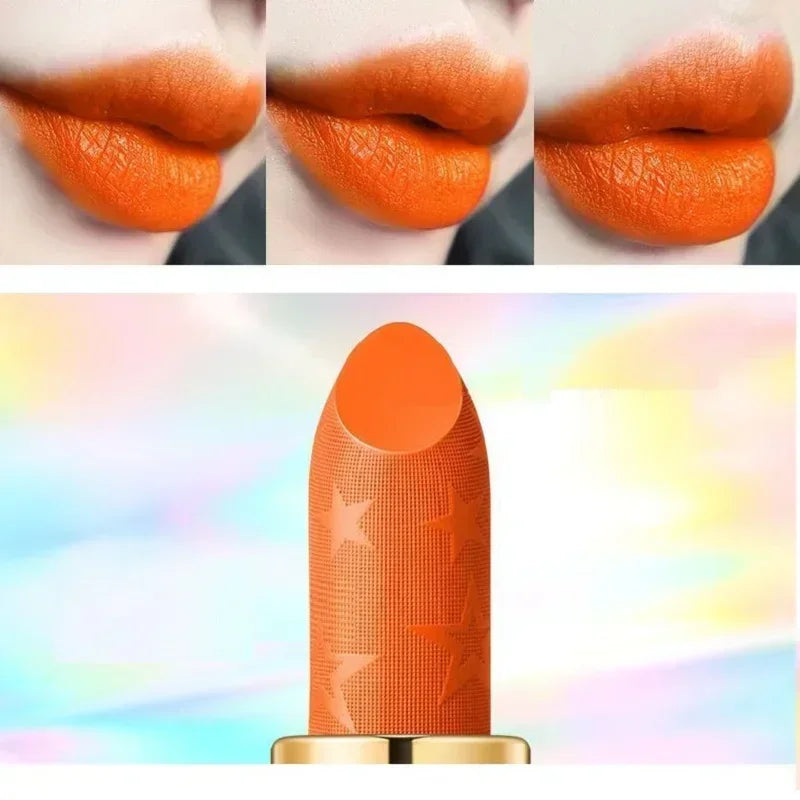 Velvet Orange Lipstick Waterproof Lasting Matte Resistant Stick Brighten Skin Lip Tint Sexy Glaze Korean Cosmetics