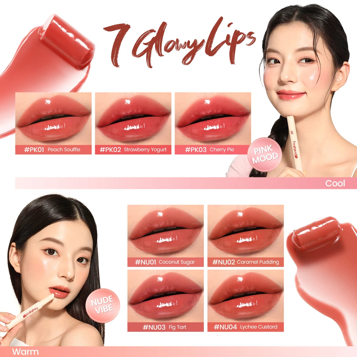 FOCALLURE Translucent Luster Moisturizing Lip Balm Long Lasting Lightweight Not-stick Cup Watery Lipstick Pen Makeup Cosmetics