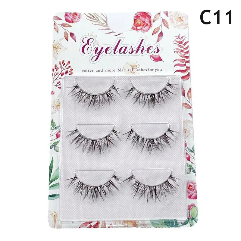 3pairs Mink Eyelashes Invisible Band Lash Extension Natural False Eyelashes Cross Cluster Fairy 3D Faux Big Eye Long Fake Lashes