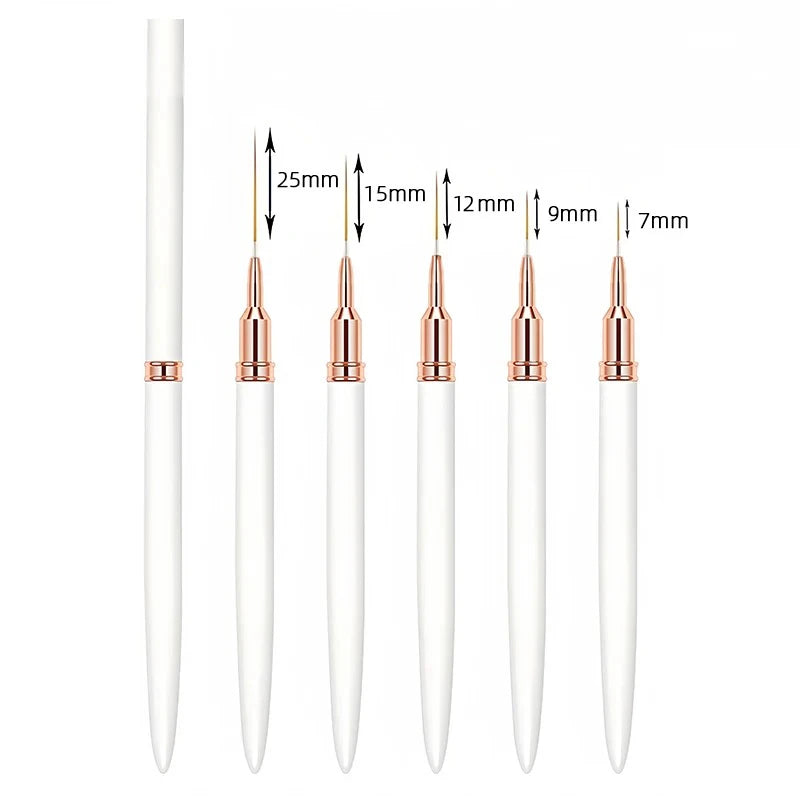 5 Pieces Set Professional Nail Art Liner Brush for Striping Painting Design,Gel Liner Nail Art Brushes for Nails