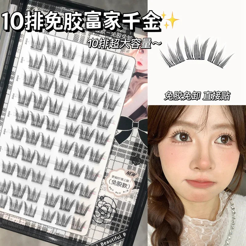 Voluminous No Need Glue Self-adhesive False Eyelashes Fluffy Fish Tail Sunflower Thick Curling Lash Extension DIY Anime Eyes