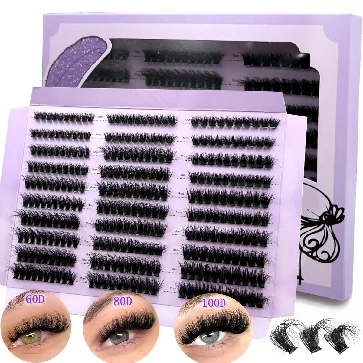 290/300Pcs 5D Fluffy Thick Eyelash Clusters D/DD Curl Wispy Individual Lashes 60+80+100 Mix Eyelash Extensions False Eyelashes