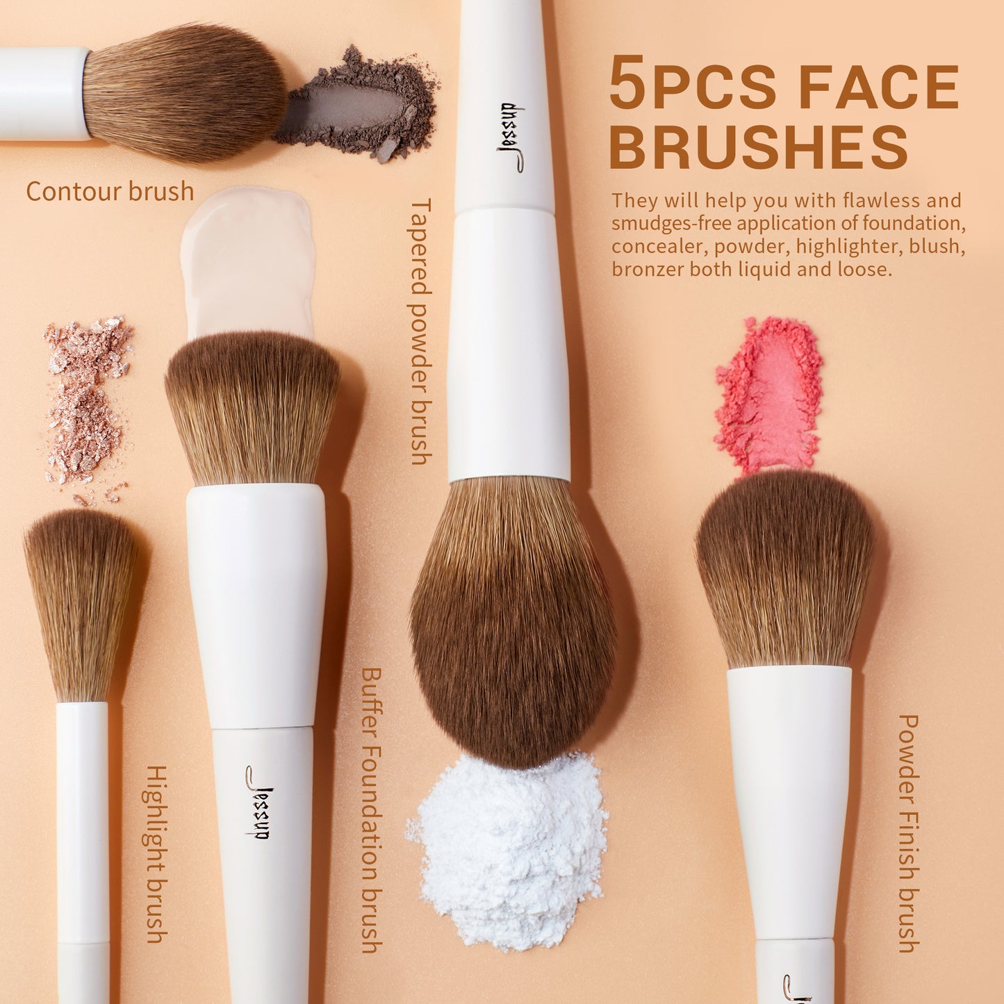 Jessup Makeup Brushes 14pc Makeup Brush set Synthetic Foundation Brush