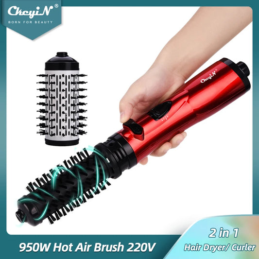CkeyiN Hair Dryer Brush 2 In 1 Hot Air Spin Brush Curling Straightening Styling Auto-Rotating