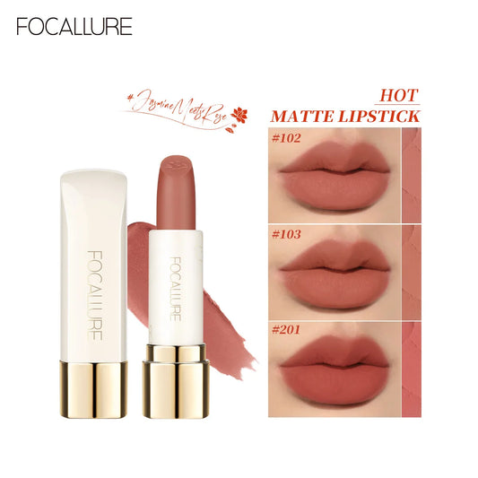 FOCALLURE Natural Matte Lipstick Waterproof Smooth Moisturizing Lip Balm Lightweight Lip Glaze Makeup Cosmetics