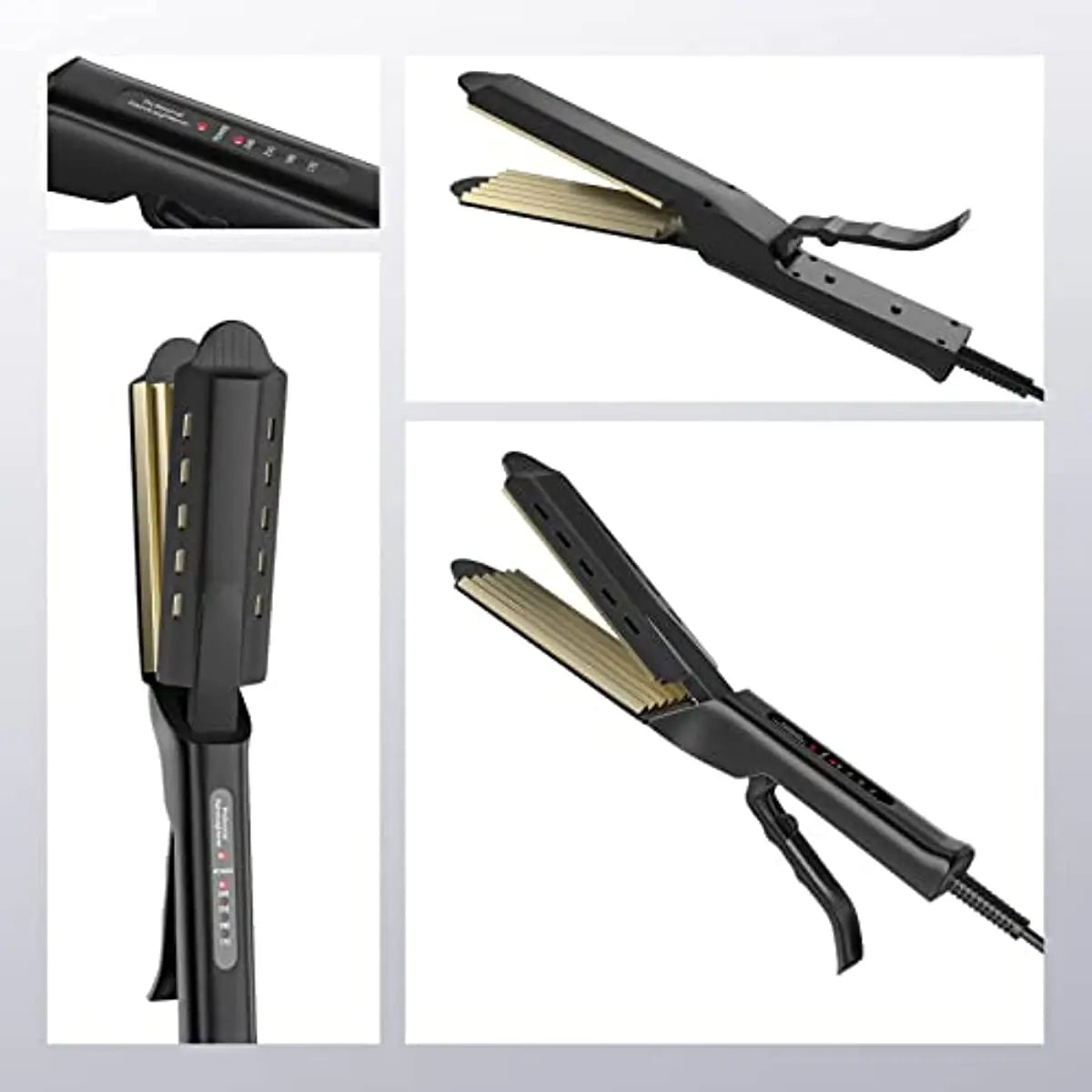 Professional Ceramic Corrugated Iron Electric Curling Crimped Wide Plates Beauty Hair Iron