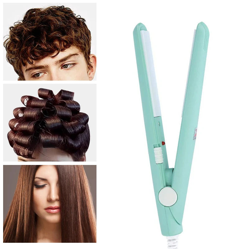 Mini Hair Straightener Flat Iron Hair Curler For Men Women Short Hair