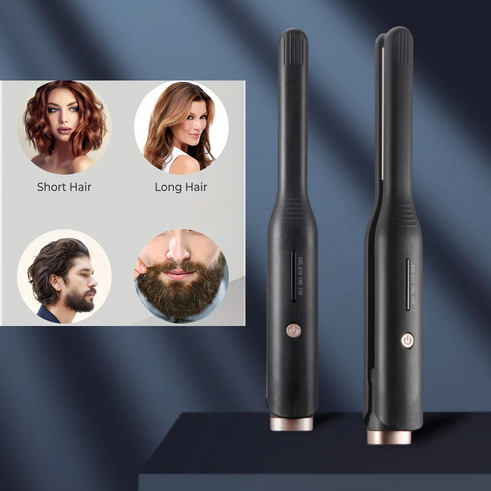 2 In 1 Hair Straightener & Curler Small Flat Iron Ceramic Hair Crimper Corrugation Short Hair