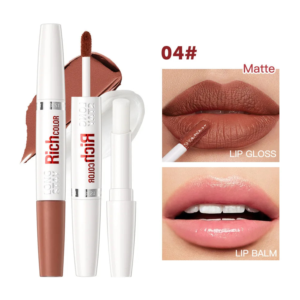 8 colors waterproof double-ended lip gloss