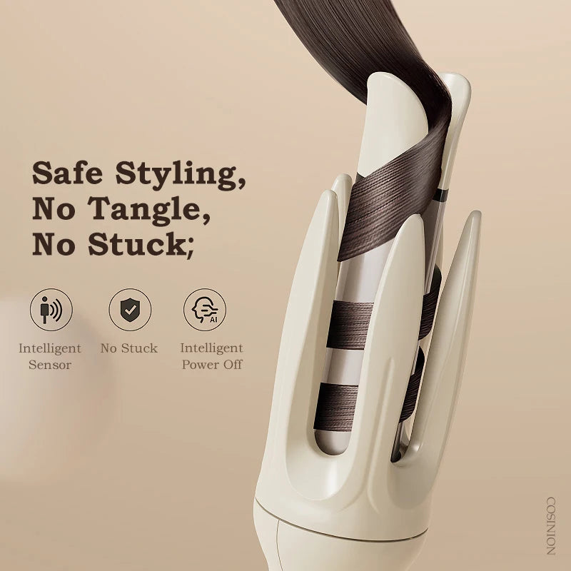 Hair Curler 28mm Negative Ions Electric Ceramic Curling Hair Stick Rotating Curl Waves Anti-Tangle Curling Iron Styler